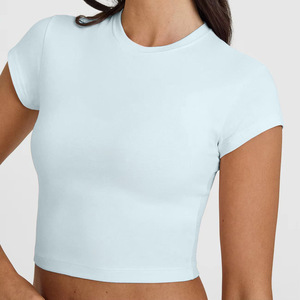 Top Corto de Yoga para Mujer, Sensación Ligera, Manga Corta, Logotipo Personalizado, Spandex Lavado, Talla Grande para <span class=keywords><strong>Chicas</strong></span>, para Primavera - Product Image 3