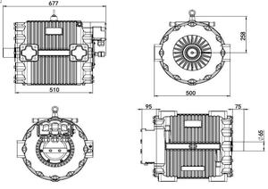 มอเตอร์รถยนต์แม่เหล็กซิงโครนัสระบายความร้อนด้วยน้ำ 576V 255KW - Product Image 4