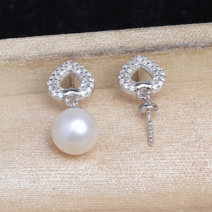 Colgante de Corazón de Plata S925 y Pendientes de Corazón de Durazno, Accesorios de Perlas DIY, Cuentas Lisas en Forma de Corazón, Base Vacía 1367 - Product Image 3