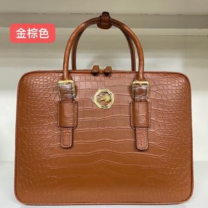 Luxury Brand Men's Crocodile Genuine <b>Leather</b> Durable High Quality Zipper Closure <b>Briefcase</b> Laptop Business Large Capacity - Product Image 1