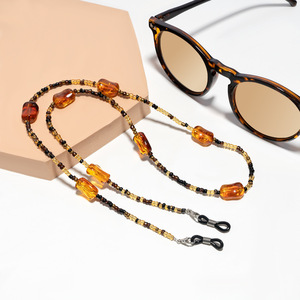 Chaîne de lunettes, cordon pour masque, perles écaille de tortue ambrées, antidérapant, anti-perte, sangle de cou - Product Image 2