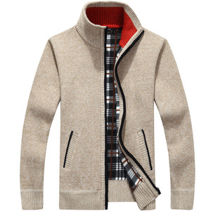 Inverno all'ingrosso <span class=keywords><strong>maglioni</strong></span> Cardigan classici da <span class=keywords><strong>uomo</strong></span> colletto <span class=keywords><strong>Slim</strong></span> <span class=keywords><strong>Fit</strong></span> Casual maglione lavorato a maglia giacche in pile con cerniera per gli uomini - Product Image 1