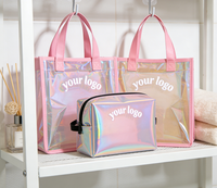 Magnifique grand sac de plage holographique transparent, sac cadeau, sac de shopping, sac en caoutchouc PVC silicone, sacs transparents personnalisés pour femmes