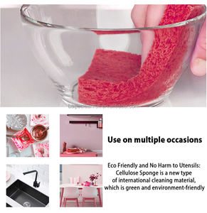 100% Spons Selulosa Alami Spons Pembersih Dapur Super Menyerap Air <span class=keywords><strong>Pink</strong></span> Spons Selulosa untuk Dapur Mencuci Piring - Product Image 3