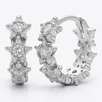 Boucles d'oreilles Huggie Muweike en argent sterling 925 vermeil avec zircon, forme étoile à cinq branches géométrique, pour femmes, bijoux fins