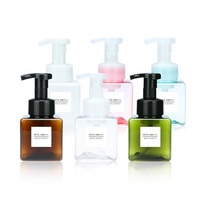 Flacon pompe carré en PETG 250ml 450ml 650ml avec pulvérisateur, 100 pièces MOQ, distributeur de savon liquide nettoyant visage