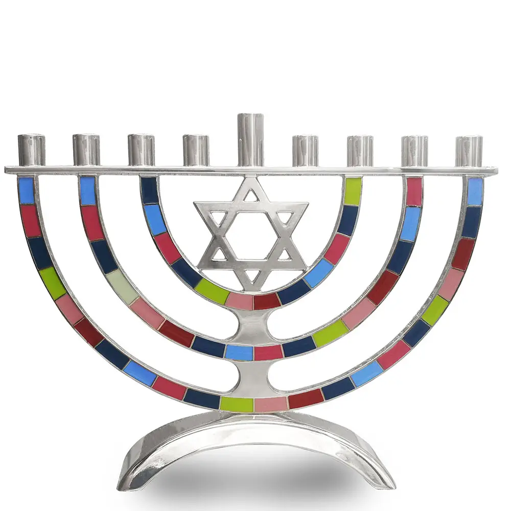 중국 공장 도매 주문 유태인 Hanukkah 장식 Menorah Chanukah 장식 9 가지 Hanukkah 캔들 홀더