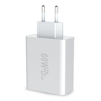 Chargeur mural HNT 60W PD3.0 à charge rapide, prise EU, 5 ports multiples, adaptateur secteur USB C 3C2A pour téléphones portables, tablettes, ordinateurs portables