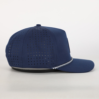 Chapeaux de papa en polyester structuré à 5 panneaux avec logo personnalisé Casquette de baseball et de golf en corde perforée en silicone imperméable à l'eau
