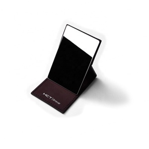 Custom Dressing Presents Small Foldable Black Pu Leather Stainless Steel Cosmetic <b>Mirror</b> - Product Image 1