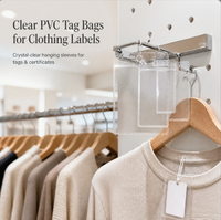 Sacs transparents en PVC, pochettes souples pour étiquettes de marque, étiquettes de col personnalisées, sacs en plastique en stock