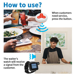 Restaurant téléavertisseur sans fil serveur système d'appel montre récepteur bouton d'appel pour café clinique dentiste 1 horloge 5 cloches 5 support de menu - Product Image 2