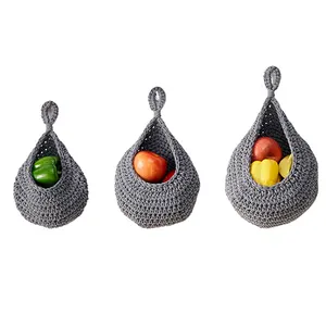 Handgemachte Häkel pflanze Halter Küche Pantry Jute Hängende Obst Gemüse Organizer Korb für frische Produkte Lagerung