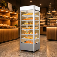 Vitrine de présentation verticale isotherme de qualité alimentaire avec circulation d'air chaud pour le maintien au chaud du pain, du poulet frit et des hamburgers