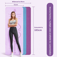 Tapis de yoga TPE avec lignes d'alignement, logo personnalisé, couleur simple ou double, épaisseur 4-10 mm, large, antidérapant, pour exercices et fitness