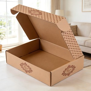 קופסת אריזת מתנה למשלוח במסחר אלקטרוני, ניתנת להתאמה אישית, ידידותית לסביבה, ניתנת למחזור, עשויה מחומרים ממוחזרים, הדפסה בארבעה צבעים - Product Image 5