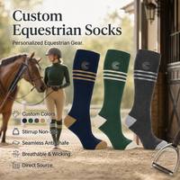 Chaussettes d'équitation montantes personnalisées avec logo, qualité supérieure, confortables, sportives, séchage rapide, antibactériennes, pour jeunes et hommes