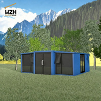 Maison conteneur extensible de luxe avec panneaux sandwich en acier, design contemporain, espace de vie portable