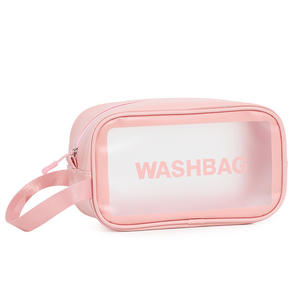 New PU Leather Wholesale Transparent Cosmetic Bag <strong>Set</strong> Clear PVC Cosmetic Bag for Women <strong>Men</strong> Pink Large Waterproof <strong>Toiletry</strong> Bag - Product Image 4