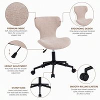 Chaise de bureau compacte ergonomique pivotante sans accoudoirs, rembourrée en tissu, pour visiteurs, OEM