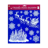 Offre Spéciale décor hiver flocon de neige traîneau elk bonhomme de neige motif double face voyant voiture fenêtre réutilisable autocollants statiques