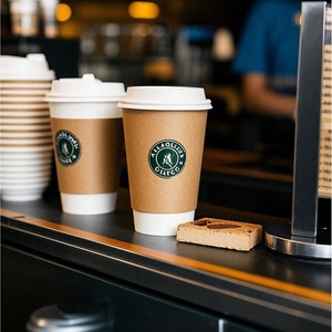 4 औंस/8 औंस/10 औंस/12 औंस डबल वॉल पेपर कॉफी कप गर्म पेय के लिए ढक्कन के साथ 14 औंस/16 औंस/20 औंस/22 औंस कॉफी कप - Product Image 1