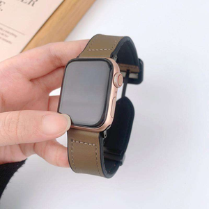 Kompatibel mit Apple Watch: Crazy Horse Grain Magnetische quadratische Schnalle IWatch 11 Magnetisches Silikon-Haut armband - Product Image 6