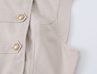 Robes d'été décontractées sans manches à col rond et boutonnées de couleur kaki pour femmes