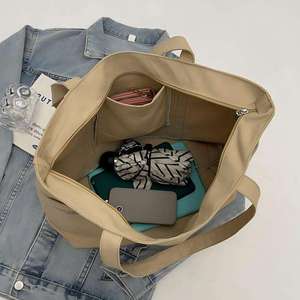 Hot selling oversized canvas tote <b>bag</b>, <b>reusable</b> and customizable with printed letter logo shopping <b>bag</b> - Product Image 4