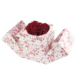 Luxe Custom Geavanceerde Engagement Papier Geschenkdoos Mode Verpakking Valentijnsdag Doos Bloem Verpakking Rose Geschenkdoos