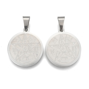 Pandahall 20 Pcs Religion 201 Stainless Steel Pendants with <strong>Snap</strong> <strong>on</strong> Bails Tetragrammaton Pentagram Wiccan Pendant - Product Image 3