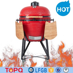 Barbecue Kamado en céramique TOPQ de la série Premium, 25 pouces, pour fumer au charbon de bois, idéal pour la cuisine, le jardin, le camping et la préparation des aliments - Product Image 2