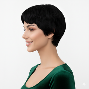 <span class=keywords><strong>Perruque</strong></span> vintage en cheveux brésiliens Remy coupés - <span class=keywords><strong>Perruque</strong></span> courte bob 100 % cheveux humains avec ondulations au doigt - Product Image 2