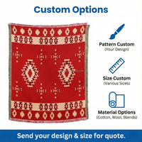 Manta Decorativa Tejida Jacquard con Diseño Geométrico del Suroeste, con Flecos, Estilo Kilim, para Uso en las Cuatro Estaciones, Decoración para Sofá y Cama, Logotipo Personalizado OEM