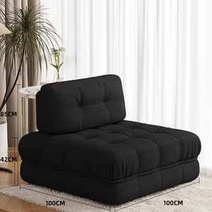 Sofá Modular Cuadrado sin Brazos, Relleno de Espuma Negra, Versátil para Sala de Estar o Dormitorio - Product Image 5