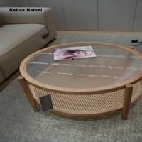 Table basse en bois de caoutchouc d'intérieur simple japonais pour salon, hôtel, appartement, villa ou école
