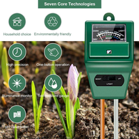 Testeur d'humidité du sol 3-en-1 pour plantes, testeur de pH pour usage intérieur/extérieur, sondes en acier inoxydable, pas de batterie nécessaire