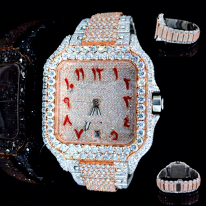 Montres analogiques à remontage automatique en acier inoxydable, résistantes à l'eau et aux rayures, avec moissanite, pour hommes et femmes, confortables et à finition brillante - Product Image 1