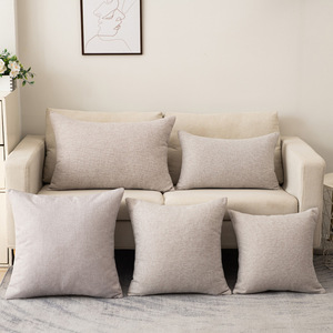 Sang Trọng Màu Be Màu Xám Đệm Bìa Bền Thoáng Khí Mồ Hôi Hấp Thụ Màu Rắn 50*50 Vuông Cotton Linen Gối - Product Image 2