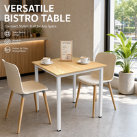 Table de restaurant au design nordique minimaliste, plateau en bois durable, pieds en métal blanc pour café, bistrot, bureau, salle de pause