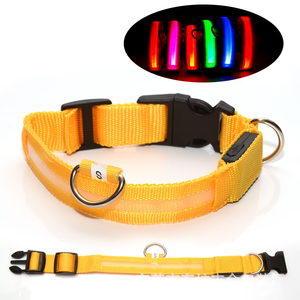도매 나일론 웨빙 LED 개 목걸이, 단색 패턴 리본 폴리에스터 애완동물 목걸이, 조명 장식 - Product Image 6