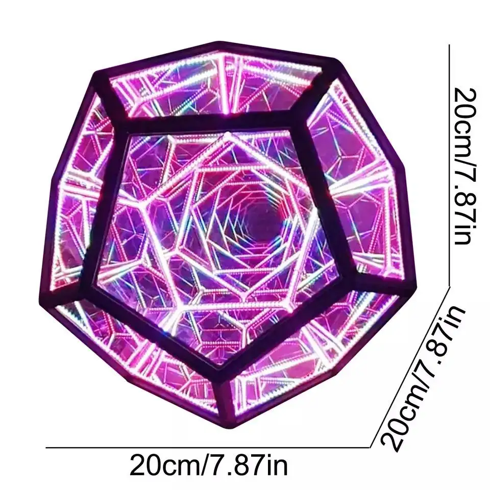 New Ideas of Biumart Infinite Dodecahedron Decorative Color Art Night Light USB Exquisite Cool Dodecahedral Color Night Lamp