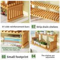 Rak Bunga Lantai Tipe Tangga Satu Lapis dari Bambu Solid Ramah Lingkungan Tahan Lama Modern Sederhana Kapasitas Besar untuk Pot Dalam Ruangan