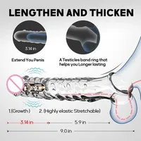 Manchons de pénis réutilisables pour hommes Retarder l'éjaculation avec vibrateur Anneau de pénis Manchon d'agrandissement du pénis doux Manchon d'extension du pénis
