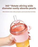 Tasse à café glacé personnalisable 14 mm avec paille plus large, gobelet classique réutilisable en plastique pour thé Boba, tasse à boisson parfaite – Vente chaude