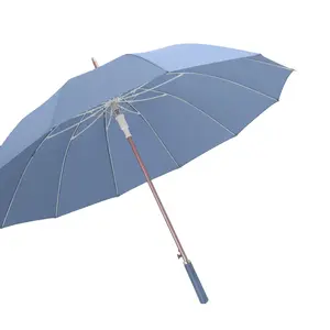 Neuer Stil 12 Rippen gerader Regenschirm mit automatischer Unterstützung kundenspezifisch aus der chinesischen Fabrik Sonnenschirm