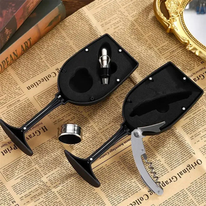 Juego de 3/4 Piezas Multifuncional al por Mayor con Forma de Copa de Vino Tinto, Incluye Sacacorchos y Abrebotellas - Product Image 2