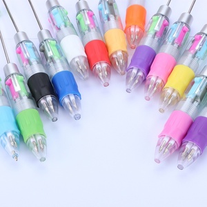 Soft Grip Transparent Plastic Beadable <strong>Pen</strong> 4 Cores Black,Blue,Red,<strong>Green</strong> Inks DIY Beads <strong>Pen</strong> Blank Shaft Add a Bead Beading <strong>Pen</strong> - Product Image 4