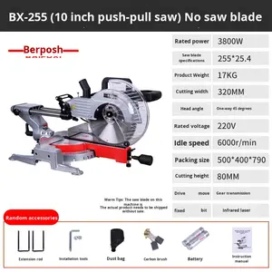Sierra Circular Eléctrica Industrial de Alta Precisión de 10 Pulgadas para Madera y Aleación de Aluminio, Corte <span class=keywords><strong>a</strong></span> 45 Grados - Product Image 6