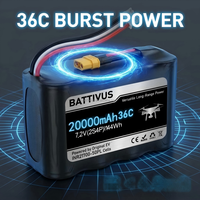 Batería BTV NCM 21700 Full Tab 50PL 25C de Alta Velocidad para Drones RC FPV, Batería HV de 20000 mAh 20Ah para Drones Logísticos y Agrícolas